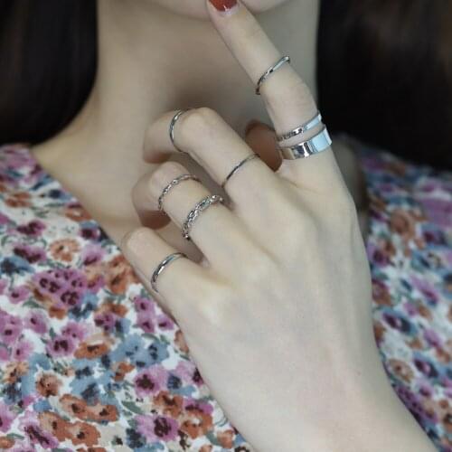 7 Pcs/Set Punk Gold Wide Chain Rings Set for Women Girls Fashion Irregular Finger Thin Rings Gift 2021 Female Jewelry Party