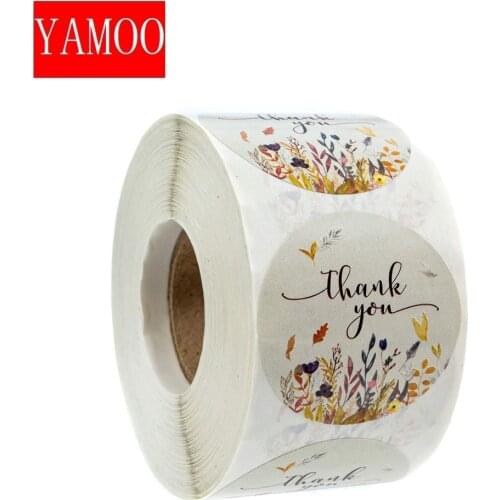 Thank You Stickers Seal Labels Round For Package Personalized Decoration Stationery Autumn Floral