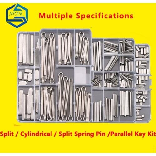 Split Spring Dowel Tension Roll Pin, Cylindrical Dowel Pin Split Pins Clip Cotter Pin Split Spring Pin Combination Set/Kit