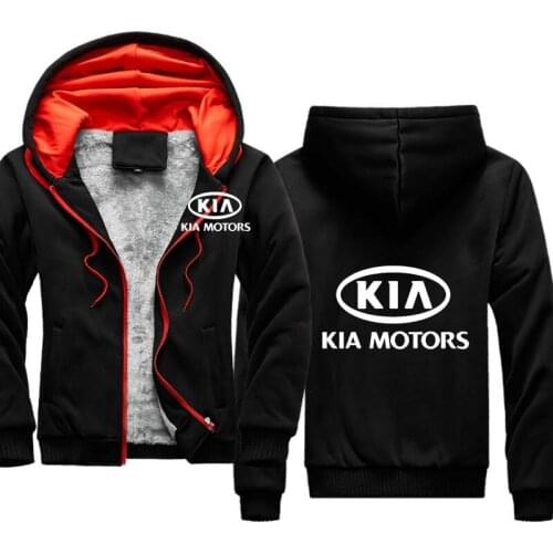 Winter new Hoodies Men KIA Car Logo Print Casual high quality Cotton Hooded Plus velvet thickening Mens zipper Jacket