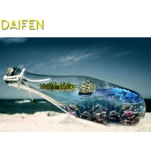 Full Square Diamond embroidery sailboat beach sand Full Round Diamond painting Cross stitch DIY 3D Diamond mosaic bottle