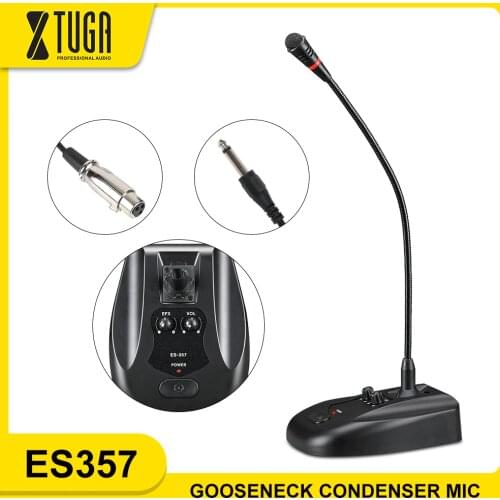 XTUGA ES357 Professional Table conference Condenser Microphone with reverb and volume adjust, For Computer,Recording, Gaming