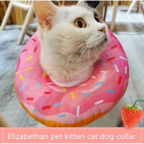 New Cat E-Collar Recovery Cone Adjustable Cotton Blends Neck Recover Cat Dog Printed Elizabeth Circle Pet Protection Collar