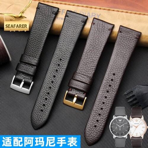 Genuine Leather Watch Strap for Armani Ar11011 60003 11153 Watch Band Mens Business Cowhide Accessories 22mm Watchband