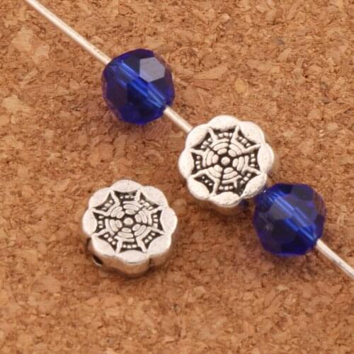 Carved Etched Round Flat Beads 7.4x7.4mm 80PCS Zinc Alloy Spacers Jewelry Findings L598