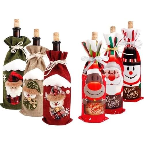 Christmas Wine Bottle Cover Bags Merry Christmas Decorations for Home Christmas Ornament New Year Decor Xmas Navidad Gifts