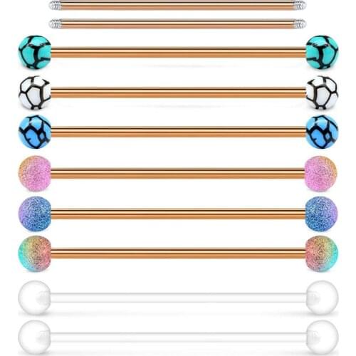 14G Stainless Steel Industrial Barbell Earring Cartilage Body Piercing Jewelry 38mm 1&1/2 Inch Industrial Piercing Bar and 35mm