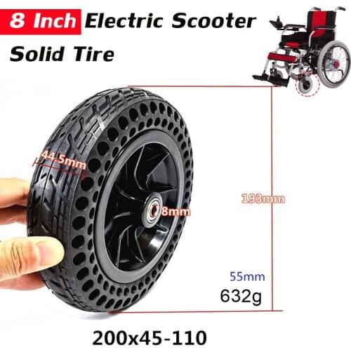 200x45-110(8x1-1/4) 8Inch Electric Scooter Tire Pneumatic Wheel Solid Tire with Wheel Hub Shock Absorption Scooter Tool Shipping