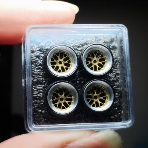 4PCS Chika Handmade Modify Parts 9.4mm/10.6mm Tires and Wheels LMR Suit for 1/64 Model Car Kyosho /Dami/ Green Light