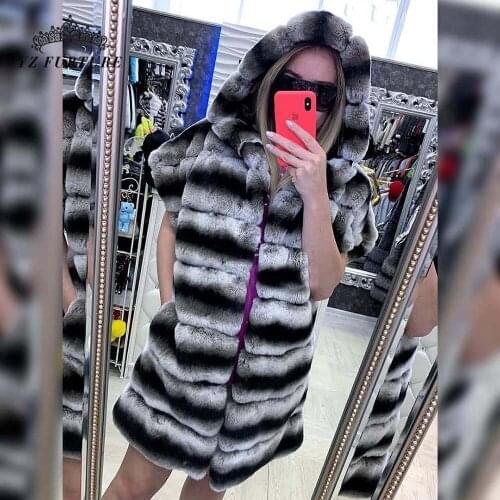 2021 Women Winter Long Natural Chinchilla Rex Rabbit Fur Made Of Rex Rabbit Fur Lined Coat Warm High Quality Genuine Fur Outwear