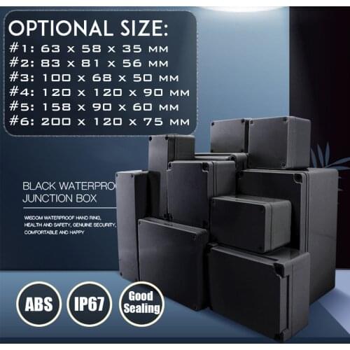 Waterproof Black DIY Housing Instrument Case ABS Plastic Project Box Storage Case Enclosure Boxes Electronic Supplies