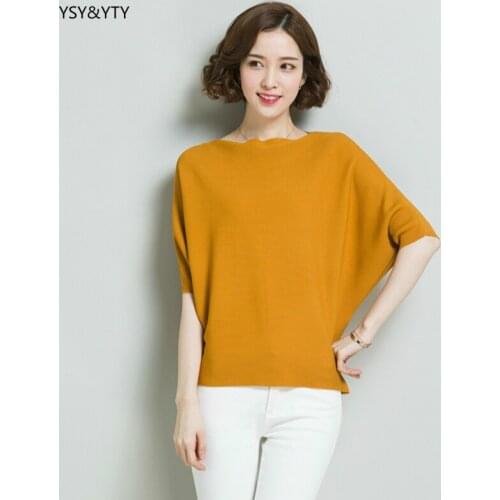 Women clothes 2019 new ice silk bat sleeves t-shirt female casual fashion loose thin office plus size women kawaii shirt women