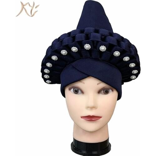 High Quality Newest Elegant Turban Hats Women Cap Beaded For India Scarfs Head Wrap Headband Girl Hair Accessories Lady