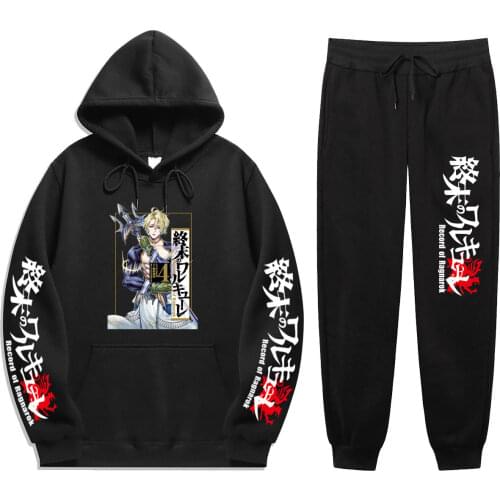 Winter hip hop Anime Record Of Ragnarok Print 2 Pieces Sets Sweatshirt+Drawstring Pants Hoodies hoodie Sweatshirt joggingbroek
