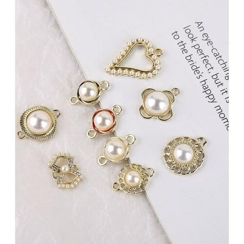 10pcs pearl hollow Womens heart shape drop Earrings bow round double hanging earrings elegant fashion diy jewelry accessories