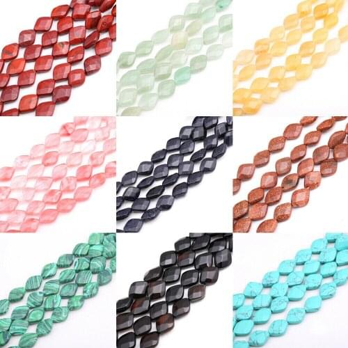 16pcs 10x12mm Rhombus Shape Loose Beads Natural Stone Blue-veinstone Opal Magnesite for Jewelry Making Bracelet Pendant DIY New