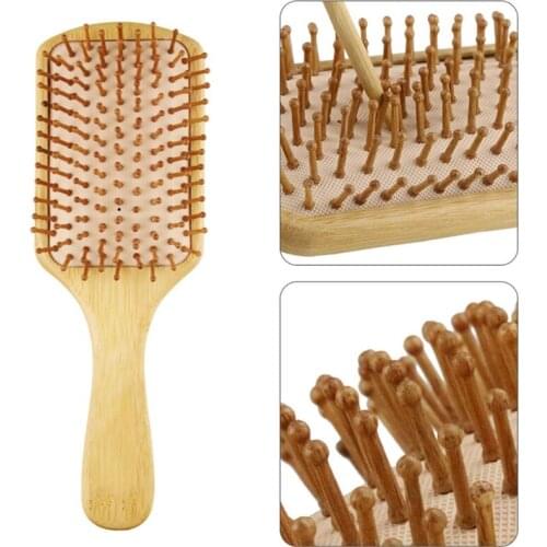 2Pcs Bamboo Hair Combs Set Detangling Hairbrush for Women Men Reduce Frizz Massage Scalp Straight Curly Wavy Dry Wet Thick Fine