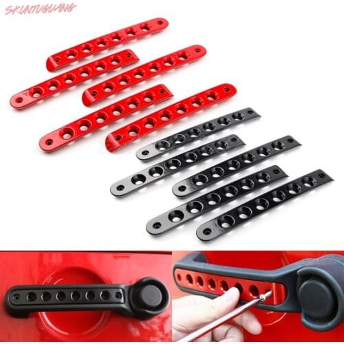3Pcs/ 5Pcs Black/Red Door Handle Tailgate Aluminum Trim Insert Mounting Cover For Jeep Wrangler JK JKU 2007-2015