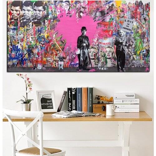 Abstract Street Graffiti Art Portrait Poster and Print Quadros Painting Canvas Wall Art Pictures Cuadros for Home Decoration