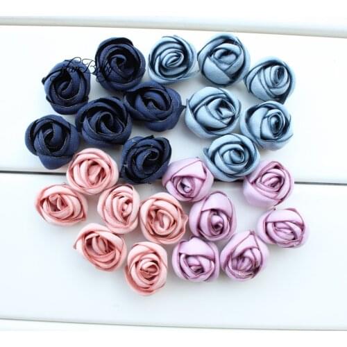Women girl HAIR accessories Rose burn flower rose flower for hair accessories singed flower satin fabric FLOWER 100PCS