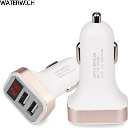 Car Charger LCD Display Dual USB Port for iPhone iPad Samsung Xiaomi Phone Charging Adapter Car-charger Double USB