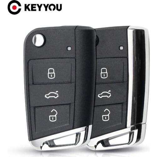KEYYOU 3 Button Remote Car Key Shell Case For Volkswagen VW Skoda Octavia A7 Golf 7 MK7 Seat Leon Passat Beetle Polo Bora