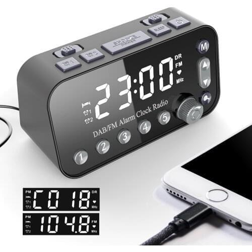 Digital Alarm Clock DAB FM Despertador Radio Dual USB Charging Port LCD Display Backlight Adjustable Alarm Volume Alarm Clock