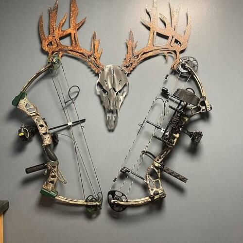 Family Decorative Bow Rack Metal Deer Skull Bone Bracket Hanging Decorations for Indoor Living Room