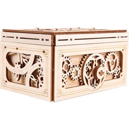 DIY Wooden Mechanical Transmission Model Music Double Jewelry Box Assembled Treasure Boxes Velentines day Gift