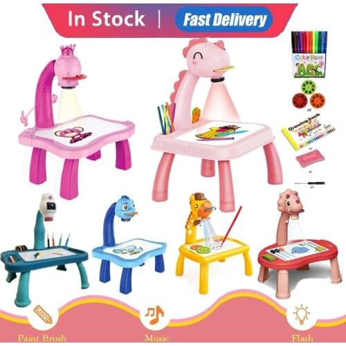 Children Led Projector Painting Art Drawing Table Light Toy For kids Painting Board Desk Educational Learning Paint Tools Toys