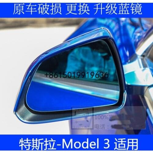 For Tesla Model 3 2017-19 Car Side View Door Wide-Angle Rearview Mirror Blue Glass With Base Heated 2pcs