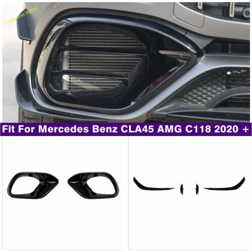Exterior Refit Kit Front Fog Lights Frame / Head Hood Under Bumper Stripes Cover Trim For Mercedes Benz CLA45 AMG C118 2020 2021
