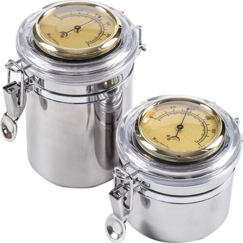 Tobacco Jar Cigar Humidor Stainless Steel Humidor Container for Cigar Taobacco Integrated Hygrometer Round