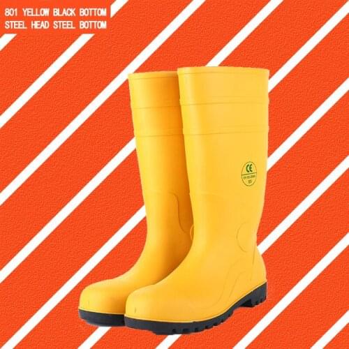 Light work Steel Toe insert PVC safety Boots Upper Material and Unisex Knee Safety Boots Clear Fashion Plastic Rain Boots