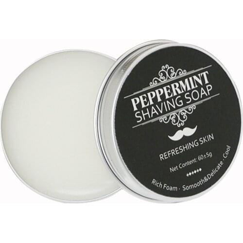60g Mint Scented Mens Shaving Soap Aluminum Boxed Foam Rich Gentle Not Stimulating Handmade Soap Gentle