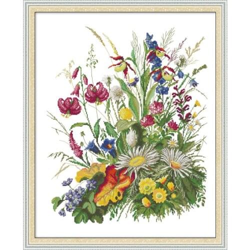 Joy Sunday New Cross Stitch Kit Flowers Of The Wilderness Needlework 11&14CT DIY Handmade Embroidery Kit For Room Decor And Gift