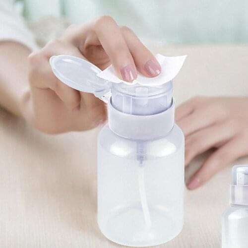 New 1Pc 200ml Empty Plastic Nail Polish Remover Alcohol Liquid Press Pumping Dispenser Bottle For Nail Art UV Gel Cleaner