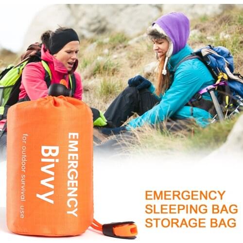 Portable Emergency Sleeping Bag Blanket Storage Bags Plastic Sleeping Bag Camping Hiking Outdoor Survival Tool Camping Elements