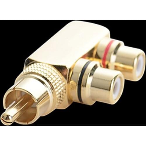 Gold Plated AV Audio Splitter Plug RCA Adapter 1 Male to 2 Female F connector