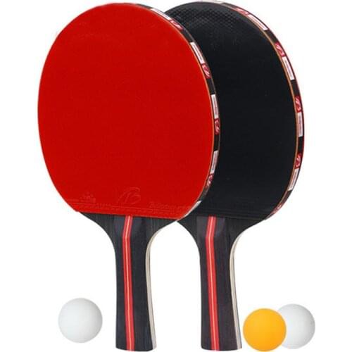 Table Tennis Bat Hand-shake Racket Beginners Training Ping-Pong Bat Table Tennis Racket Set (2 Rackets + 3 Balls)