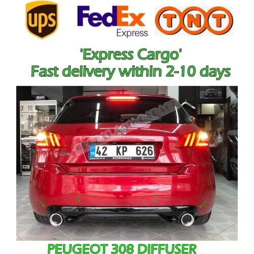 For Peugeot 308 Diffuser 2014 2015 2016 2017 2018 2019 Extension Rear Bumper Attachment Car Styling Auto Accessory Universal