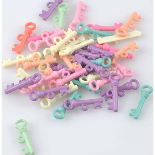 Mixed Candy Color Acrylic key Charms beads For Jewelry Handmade 20x6mm 150Pcs YKL0558X