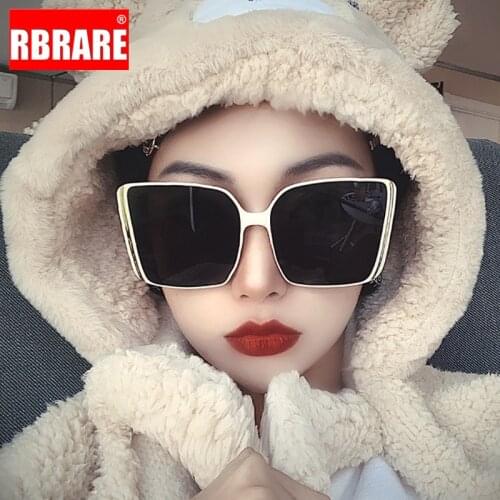 RBRARE Square Oversized Sunglasses Luxury Brand Big Frame Retro Sun Glasses for Women Butterfly Shades Lunettes De Soleil Femme