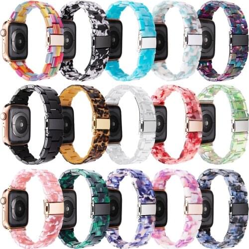 Multiple Colour Resin Strap for Apple Watch SE Band Series 6 5 4 3 2 Smooth Bracelet for Iwatch 44mm 40mm 38mm 42mm Wrist Belt