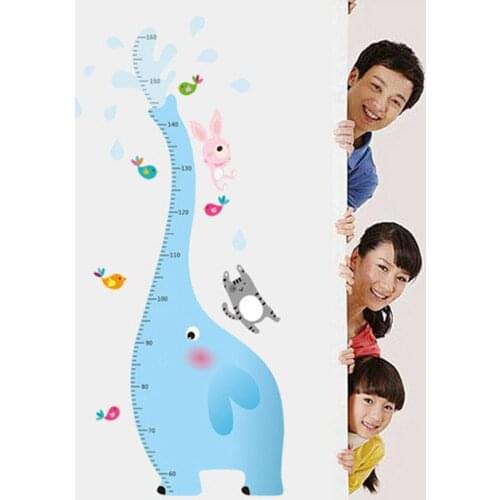 Removable PVC Wall Stickers Blue Elephant Growth Chart Height Measure Decal For Kids Rooms Decoration Home Wall Decor