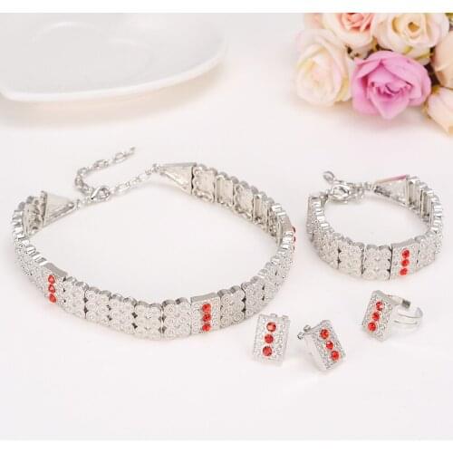 Silver ethiopian set jewelry african chokers necklace bracelet earring ring sets eritrea habesha africa vintagcostume jewellery