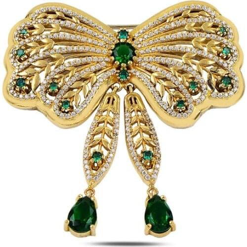 Silverlina Silver Zircon Stone Authentic Brooch