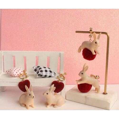 Lovely Vivid Running Rabbit Drop Earrings Cute Animal Geometric Square Bunny Earrings Funny Jewelry Wholesale
