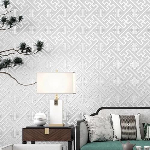 Modern Chinese Classical Wallpaper Study Room Tea House Wall Decoration Bedroom Living Room Wall Paper Greek Key Chinese Wind