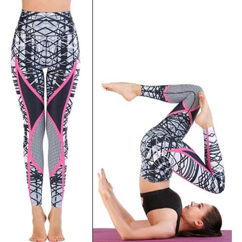Active Women’s Ankle Full Length Printed Athletic Running Workout Yoga Leggings Swimsuit Swimwear Sun UV Protection Rash Guards